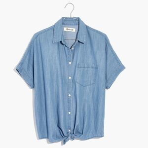 Madewell Denim Short-Sleeve Tie-Front Shirt